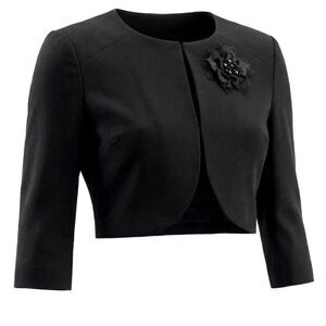 INSPIRE CHIC -  Women's Crew Neck Formal Bolero 3/4 S Black